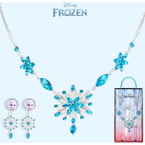 Disney Frozen 2 Elsa Princess Children Necklace Rings Clip Earring Accessories Makeup Toys Nail Stickers For Girls Birthday Gift