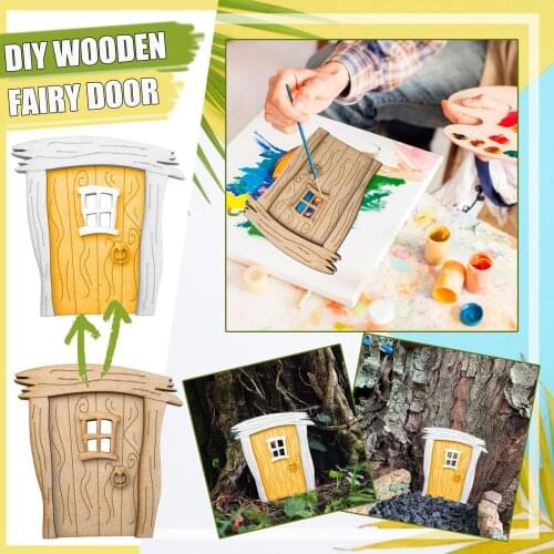 Diy Wooden Fairy Door Craft Kit Christmas Door Decor Vintage Miniature Yard Garden Sculpture Decor Dollhouse Accessories Gifts