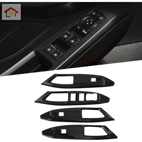 For Ford Focus Sedan/Hatchback 2019 LHD Carbon Fiber Style Car Interior Armrest Window Lift Switch Button Cover Trim Bezel