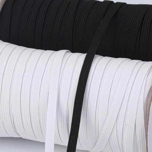3/4/5/6/8/10mm Flat Knitted Elastic Band White Black Polyester Sewing Stretch rope Elastic Rubber DIY Garment mask Accessories