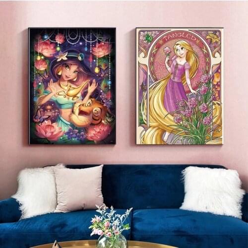 Disney Beauty and The Beast Canvas Painting Cartoon Princess Posters and Prints Wall Art Pictures for Girls Home Room Decoration