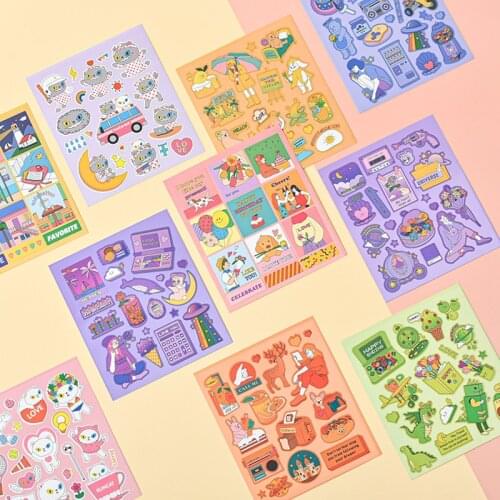 1pcs Kawaii Cartoon Animal Sticker DIY Hand Account Diary Decoration Sticker Scrapbook Cute Stationery Diary Supplies