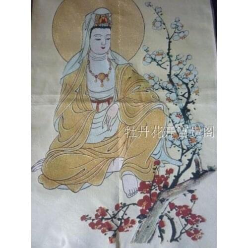 Chinese Antique collection the Thangka embroidery Goddess of mercy diagram