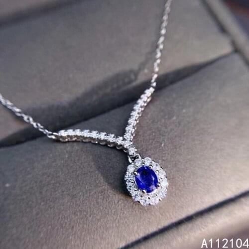 KJJEAXCMY fine jewelry 925 Silver inlaid Natural sapphire women vintage popular OL style gem necklace pendant support detection