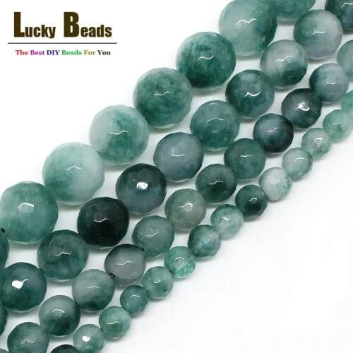 Wholesale 4mm 6mm 8mm 10mm 12mm Faceted Green Chalcedony Stone Round Beads For Jewelry Making 15.5inches DIY Jewellery F00491