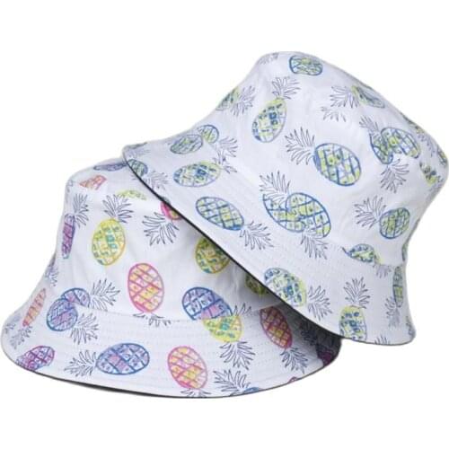LDSLYJR 2021 Cotton fruit pineapple print Bucket Hat Fisherman Hat outdoor travel hat Sun Cap Hats for Men and Women 284