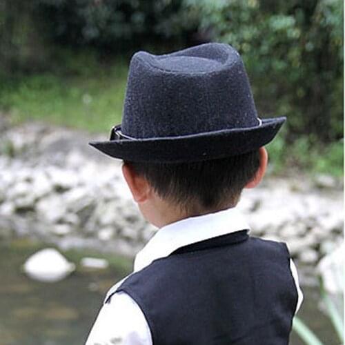Fashion Cute Kid Children Gentleman Woolen Hat Cap Headwear Grey/Black AIC88