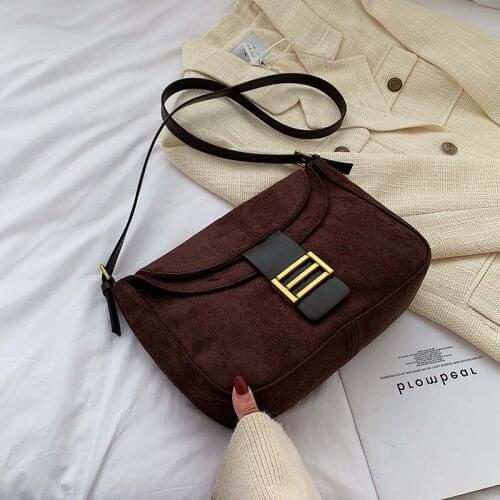 Fashion Solid Color suede Leather Crossbody Bags For Women 2020 Lady Shoulder Messenger Bag Female Travel Handbags and Purses