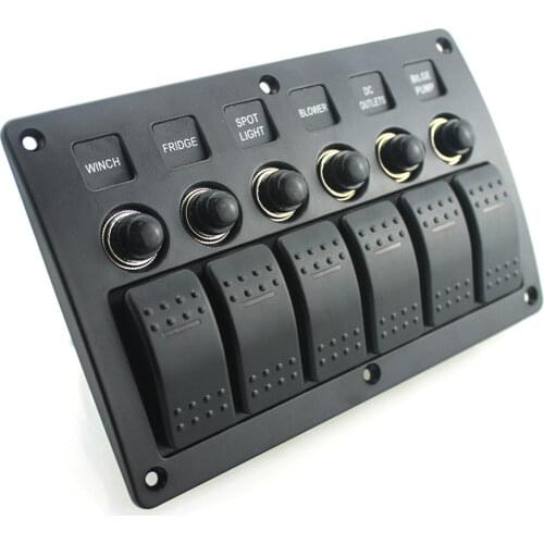 Marine Electric 6 Gang Red LED ON-OFF Rock Switch Panel for Boat Rvs