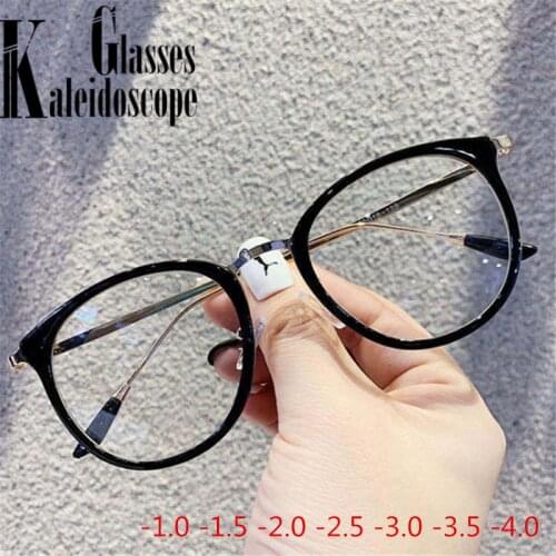 Vintage Fnished Myopia Glasses Women Men Shortsighted Eyglasses Student Computer Anti Blue Light Nearsighted Eyewear -1.0 1.5 2