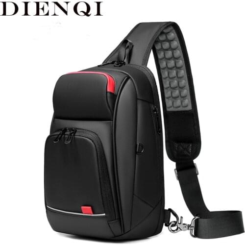 DIENQI 2020 Waterproof Crossbody Bags Anti-theft Shoulder Mens Back Pack Male USB Charging Summer Short Travel Chest Bag Pack