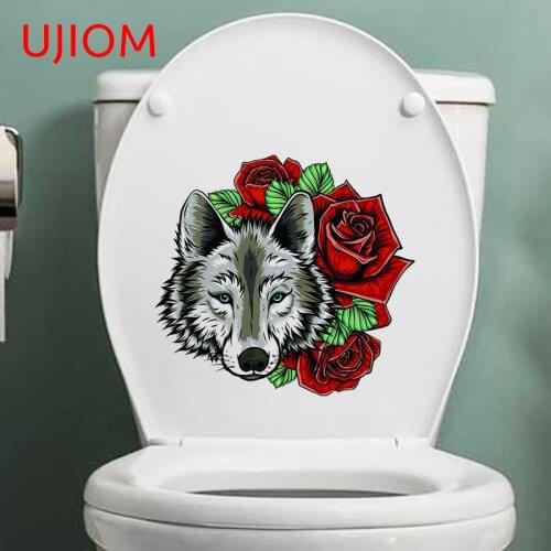 UJIOM Wolf and Roses Living Room Decoration Wall Stickers Childrens Bedroom Decoration Moisture Proof Wall Decal Wallpaper