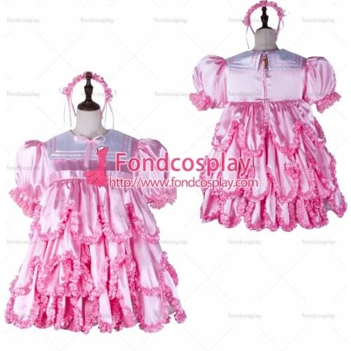 Adult baby Sissy maid satin dress lockable Uniform Tailor-made[G2366]