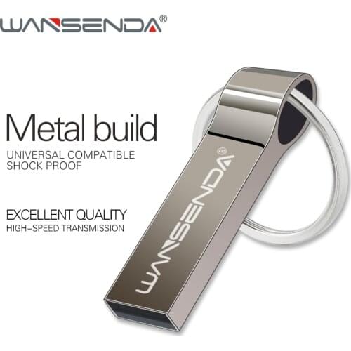 WANSENDA Metal USB Flash Drive 128GB Key Chain Pen Drive 8GB 16GB 32GB 64GB Pendrive Waterproof USB Memory Stick Flash Disk