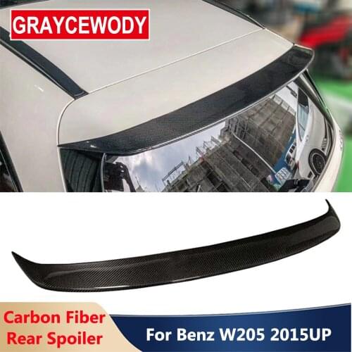 Real Carbon Fiber Rear Spoiler Trunk Wing Back Roof For Benz C Class W205 C200 C260 C300 Travel Version 2015 Up Modification