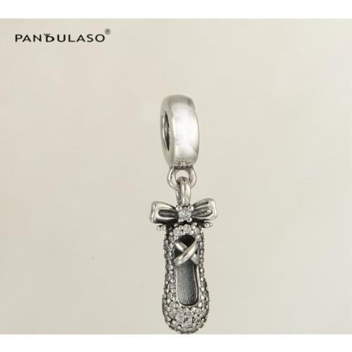 Woman DIY Beads Sparking ballet shoes Charms Fits Snake Chain Bracelets Sterling Silver Jewelry Beads For Jewelry Making