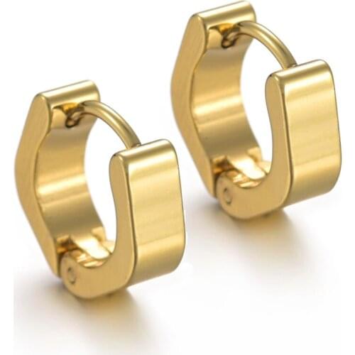Geometric Gold Color Small Hoop Stud Earrings For Women Pierceing Earrings Men Punk Fashion Jewelry Party Gifts Wholesale