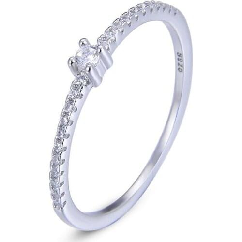 Noble Pure 925 Sterling Silver Ring Jewelry Anniversary Ring Row Cubic Zirconia Rings For Women Girl Party Office Dress Up