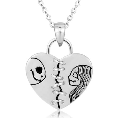 Fashion Create Simple Heart-shaped Ghost Pendant Necklace Romantic Lady Necklace Women Jewelry Valentines Day Gift