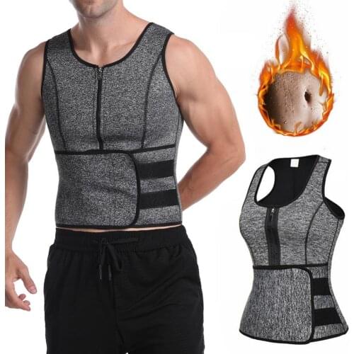 Mens Body Sculpting Waistcoat Waist Abdomen Sweaty Sportswear Fitness Adjustable Waist Sleeveless Zipper Corset Vest