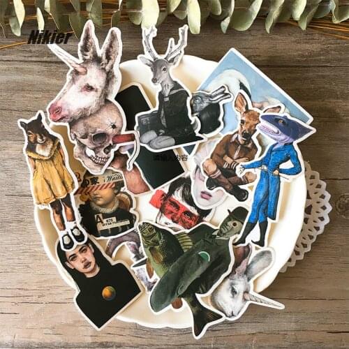 17PCS\SET Aliens Animal Face Horseface Personal Fish\Skull\Film\Goth Girl Diy Ablum Diary Scrapbooking Label Stationery Stickers