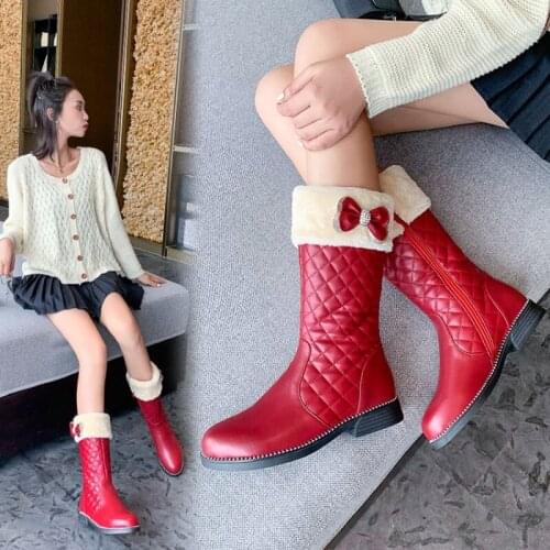 2020 Girls Fashion Shoes Girls warm Snow Boots Childrens Boots Middle Boots Booties Princess General Leather women Shoes 711-4