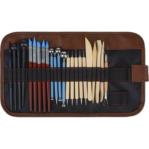 25Pcs/Set Sculpting Tools with Pouch for Polymer Clay Pottery Ceramic Art Craft