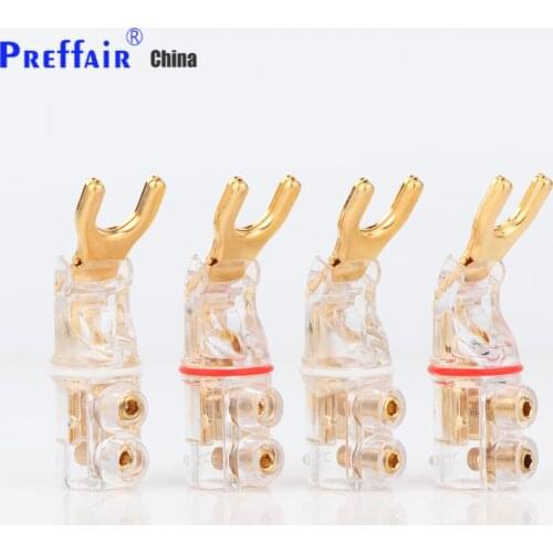 4Pcs hifi audio Y Spade plug brass Speaker Terminal Connector