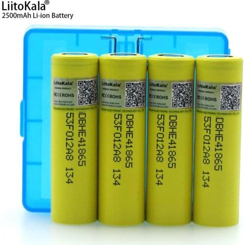 4PCS Liitokala Original HE4 2500mAh Li-lon Battery 18650 3.7V Power Rechargeable batteries 20A discharge + Storage box