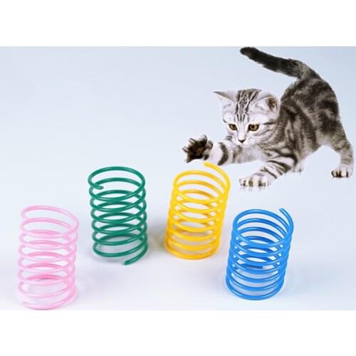 4 Pcs Plastic Cat Spring Toys Coil Coil Spring Pet Cat Action Interactive Toy Pet Cat Action Wide Durable Interactive Toy
