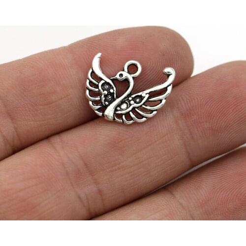 40pcs Swan Birds Charms Pendants for Jewelry Making Bracelet DIY Accessories 15x18mm
