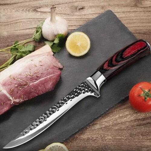 Kitchen Knife Sliced Fish Boning Knife and Meat Cutting Special Knife Slaughtering Peeling and Killing Pigs Hammering Pattern