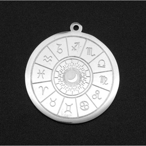 5pcs/lot 100% Stainless Steel Zodiac Horocope DIY Earring Charm Pendant Wholesale Finding Supplies Never Fade