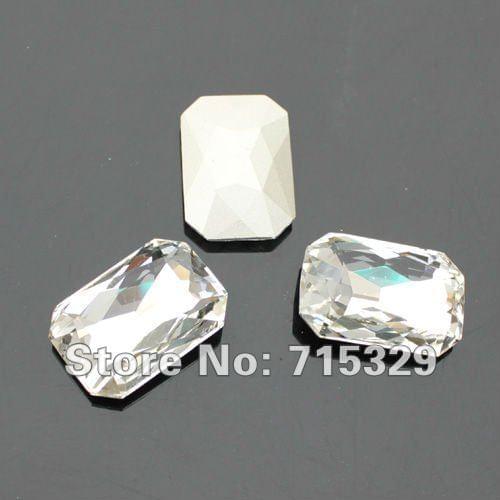 50pcs/lot crystal Clear white transparent Rectangular Rhinestone Glass diy nail beads Point Backed