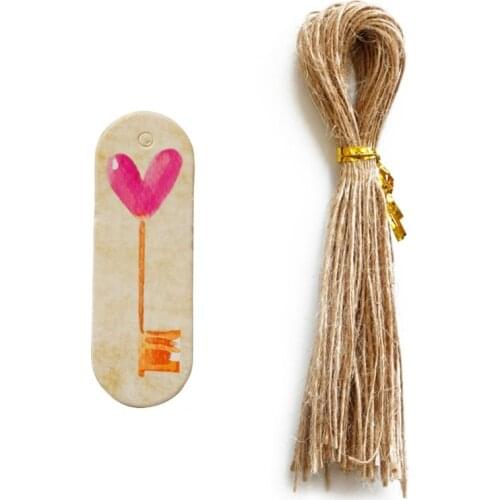 50Pcs Sweet Pink Love Gift Tags DIY Heart Hang Tags Lovers Valentines Day Kraft Gift Tags Labels with String Wrap Kit