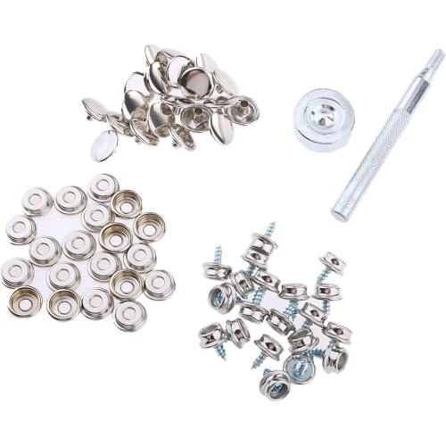 62Pcs Boat Canvas Fabric Snap Cover Stainless Steel 3/8'' Screw Button Socket Fastener Kit