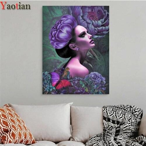Diy 5D diamond painting diamond embroidery mosaic Peony flower woman cross stitch sale European sexy beauty picture Decoration