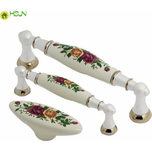 White Ceramic Knobs Drawer Handle Pulls Rose Flower Dresser Handle Kitchen Cabinet Pulls Door Knobs Furniture Hardware
