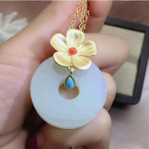 Free Shipping Natural And Real Hetian Jade Pendant Necklaces Fashion Woman Necklaces