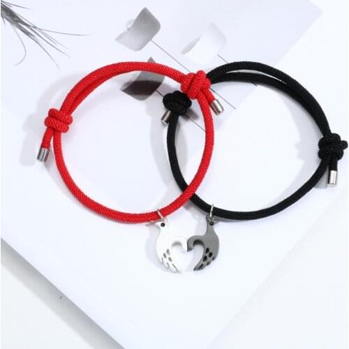 2pcsSet Couple Bracelet Magnetic Bracelet For Women Men Fashion Adjustable Attract Each Other Long-Distance Love Jewelry Gifts