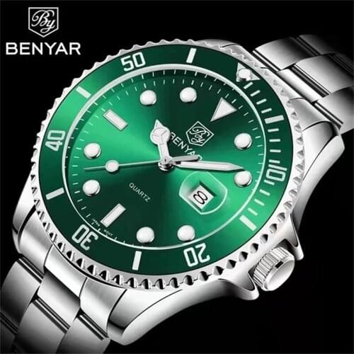 BENYAR Top Brand Luxury Fashion Diver Watch Men 30M Waterproof Date Clock Sport Watches Mens Quartz Wristwatch Relogio Masculino
