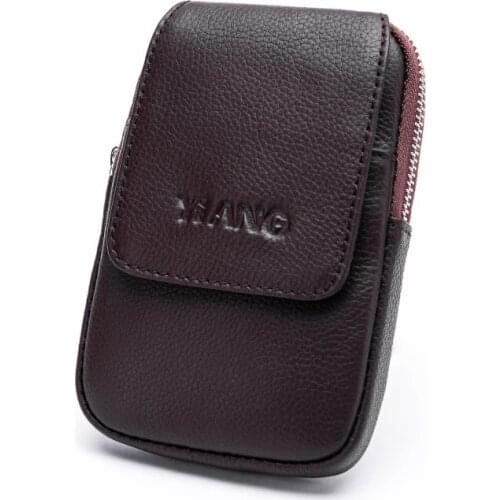 Mens Genuine Leather Flip Belt Hip Fanny Bag Cigarette Purse Pocket Male Cowhide Cell Mobile/Phone Case Cover Waist Pack