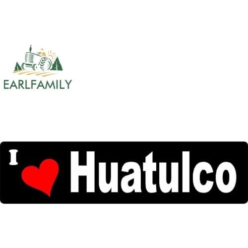 EARLFAMILY 13cm x 3.25cm I Love Huatulco (Mexico) Car Bumper Stickers Vacation Travel Decals Reflective Car Styling Waterproof