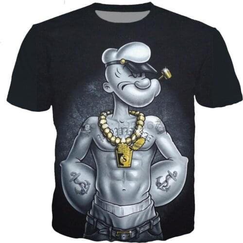 New classical popeye series t shirt men women 3D printed novelty fashion tshirt hip hop streetwear casual summer tops