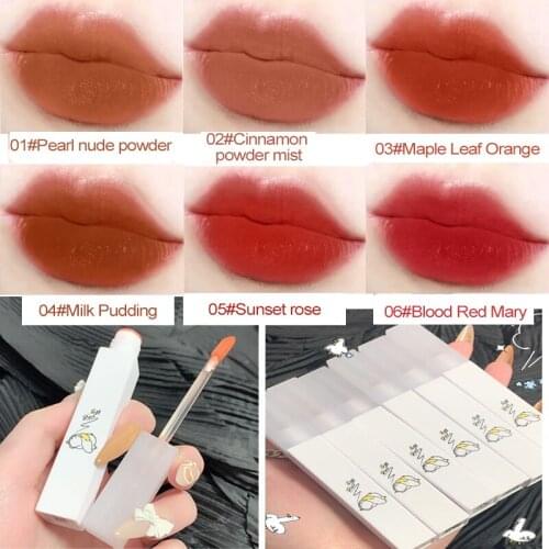MAFFICK 6 Colors Liquid Lipstick Matte Velvety Lip Gloss Waterproof Long Lasting Not Fade Lip Tint Makeup Lightweight Cosmetic