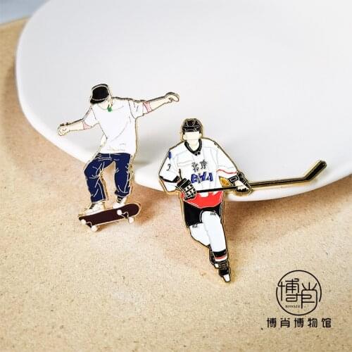 Anime The Untamed Wang Yibo Xiao Zhan Skateboard Ice Hockey Metal Badge Souvenir Button Brooch Pins Fashion Medal Toys Gift