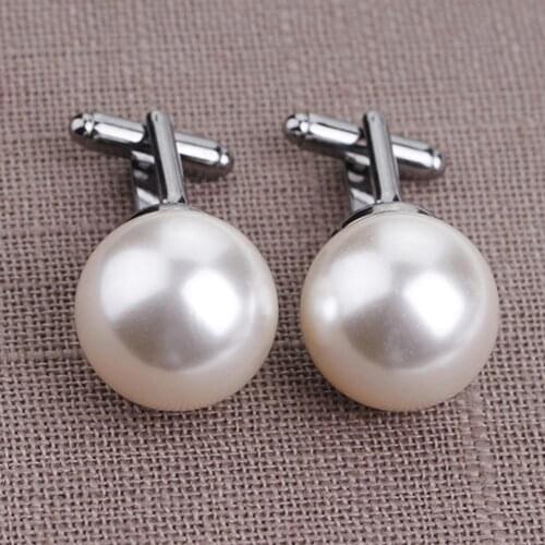 2Pcs Fashion Unisex Pearl Cufflinks Shirt Sleeve Buttons Clothes Accessory Gift New