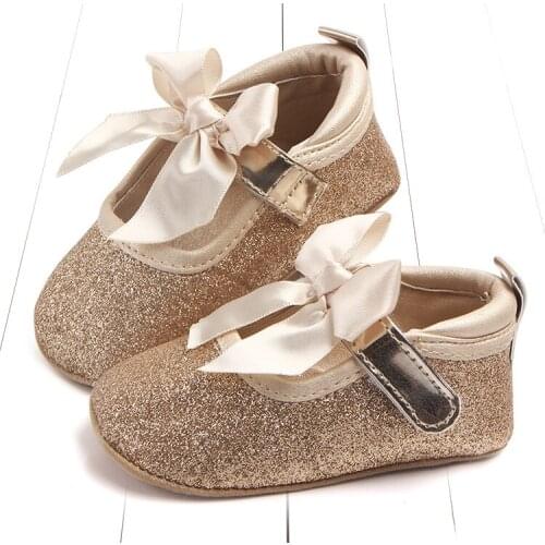 Newborn Baby Shoes First Walkers Infant Toddler bows sequins PU leather Baby Girls Moccasins Soft Shoes