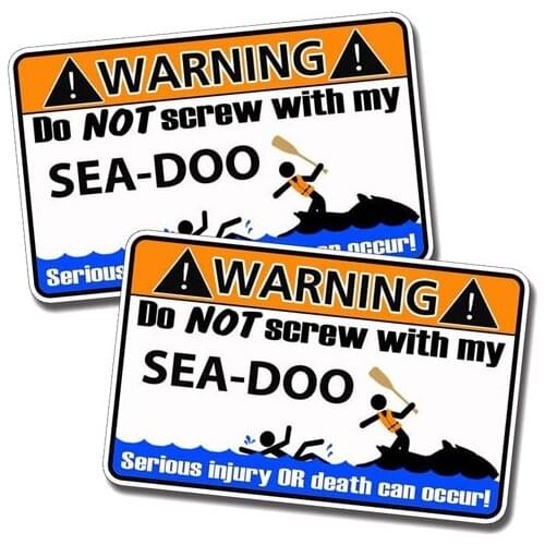2 X Warning Do Not Screw Withe My Sea Doo Funny Car Sticker Creative Waterproof Decal Automobile Decoration PVC,11cm*6cm