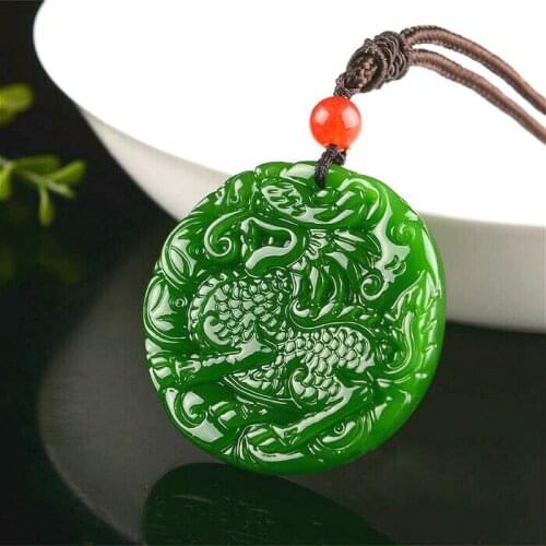 Natural Green Jade Pendant Necklace Hand-Carved Natural Charm Jewellery Kirin Amulet Fashion Accessories for Men Women Gifts